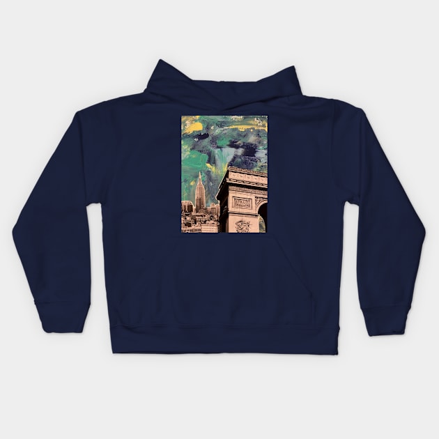 New York City Skyline Art Kids Hoodie by courtneylgraben